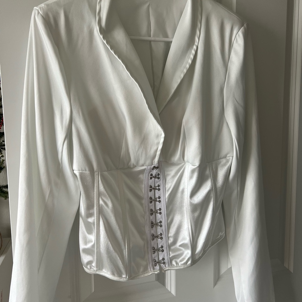 Elegant White Satin Women's Jacket
